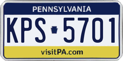 PA license plate KPS5701