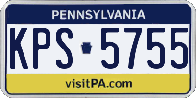 PA license plate KPS5755