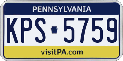 PA license plate KPS5759