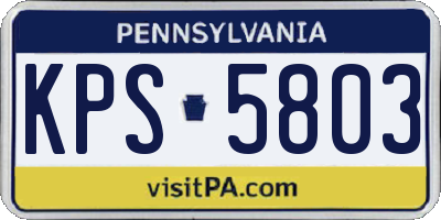 PA license plate KPS5803