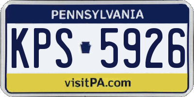 PA license plate KPS5926