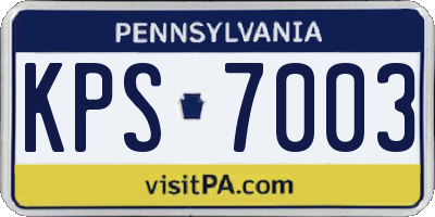 PA license plate KPS7003