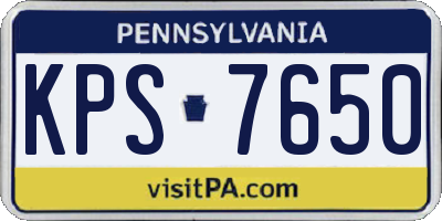 PA license plate KPS7650