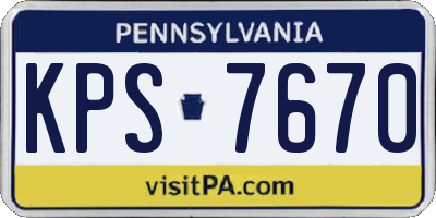 PA license plate KPS7670