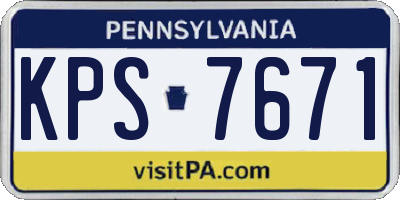 PA license plate KPS7671