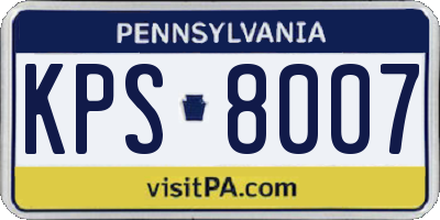 PA license plate KPS8007