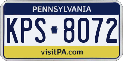 PA license plate KPS8072