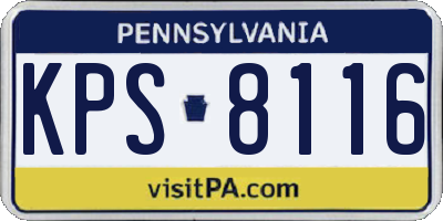 PA license plate KPS8116
