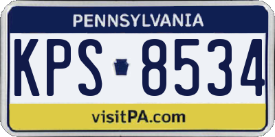 PA license plate KPS8534