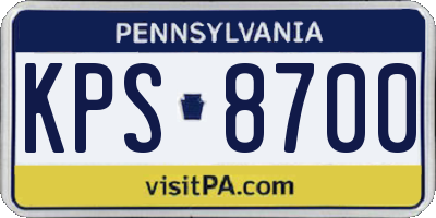 PA license plate KPS8700
