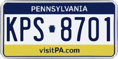 PA license plate KPS8701