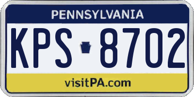 PA license plate KPS8702