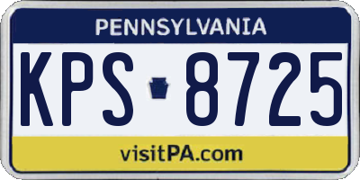 PA license plate KPS8725