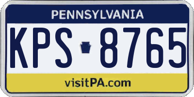 PA license plate KPS8765
