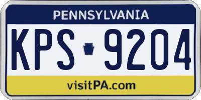 PA license plate KPS9204