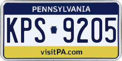 PA license plate KPS9205