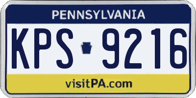 PA license plate KPS9216