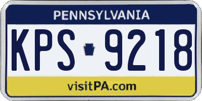 PA license plate KPS9218
