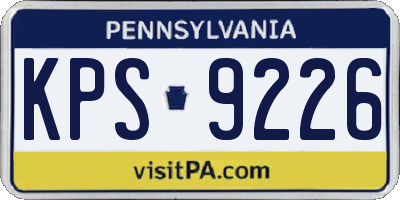 PA license plate KPS9226