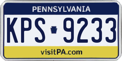 PA license plate KPS9233