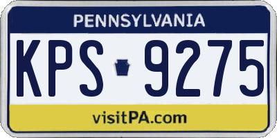 PA license plate KPS9275