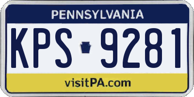 PA license plate KPS9281