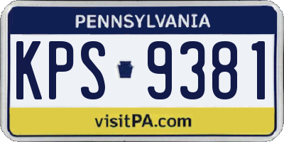 PA license plate KPS9381