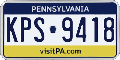 PA license plate KPS9418