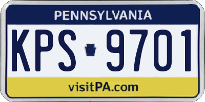 PA license plate KPS9701
