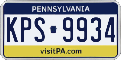 PA license plate KPS9934