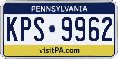 PA license plate KPS9962