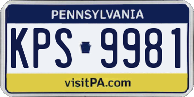 PA license plate KPS9981