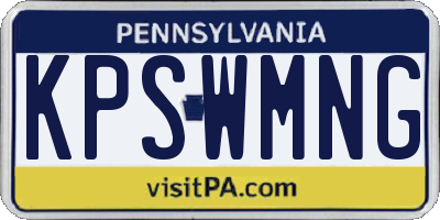 PA license plate KPSWMNG