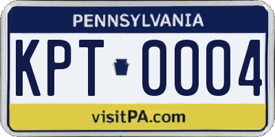 PA license plate KPT0004