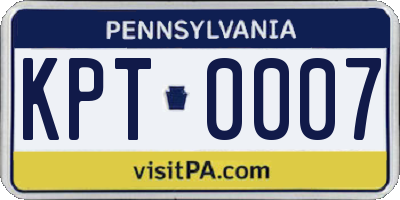PA license plate KPT0007