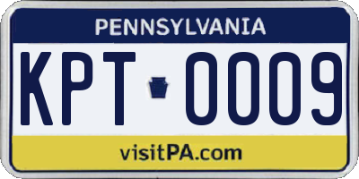 PA license plate KPT0009