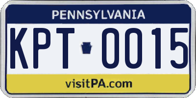 PA license plate KPT0015