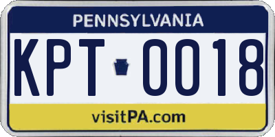 PA license plate KPT0018