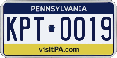 PA license plate KPT0019