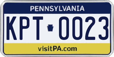 PA license plate KPT0023