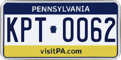PA license plate KPT0062