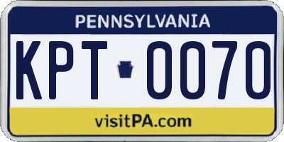 PA license plate KPT0070