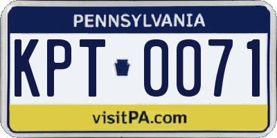PA license plate KPT0071