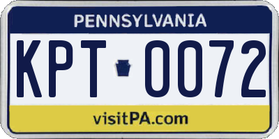 PA license plate KPT0072