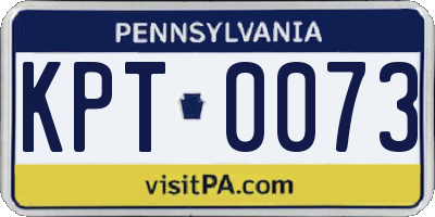 PA license plate KPT0073