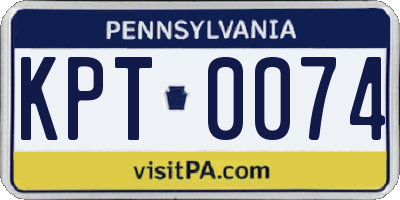 PA license plate KPT0074
