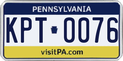 PA license plate KPT0076