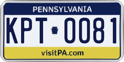 PA license plate KPT0081