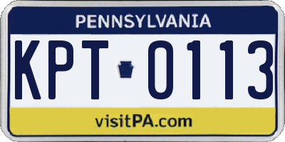 PA license plate KPT0113