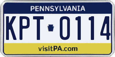 PA license plate KPT0114